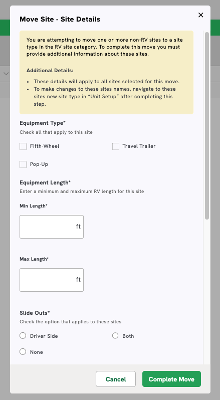 Move Site to Different Category Site Type 1