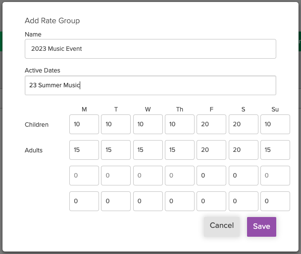 Rate Groups: Setup