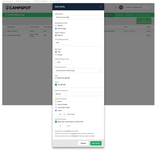 Wild Energy Utility Metering Page